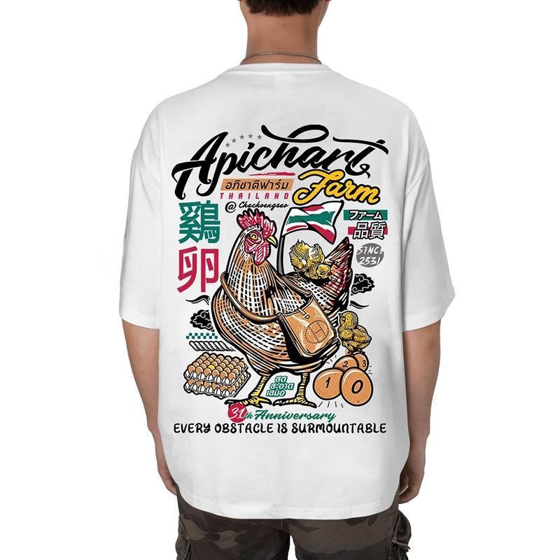 [HOT]COD การจัดส่งในประเทศไทย เสื้ออภิชาติฟาร์ม ผ้ามันแขนสั้น Man ผู้ชาย Tshirt Man ผ้าฝ้าย