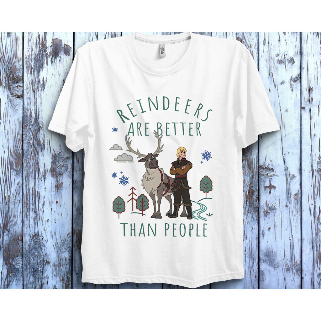 เสื้อยืดผู้ใหญ่ Unisex ลาย Disney Frozen กะรัตร้อยสัตว์Kristoff&Sven