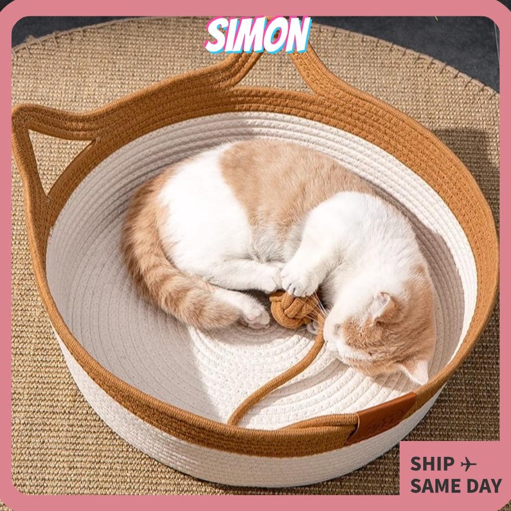 Simon ที่นอนแมวสากล, รังแมวทอนุ่มสบายซักได้, อุปกรณ์สัตว์เลี้ยง เชือกฝ้ายทํามือ ที่นอนสุนัขสัตว์เลี้