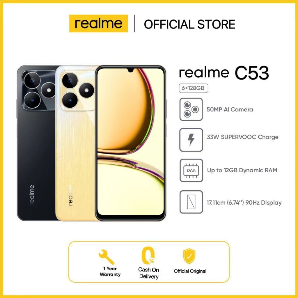 Realme C53 โทรศัพท์มือถือ 6GB+128GB / 8+256GB เครื่องแท้100% โทรศัพท์ 5G SmartPhone 7.5 นิ้ว รับประกันร้าน 1 ปี