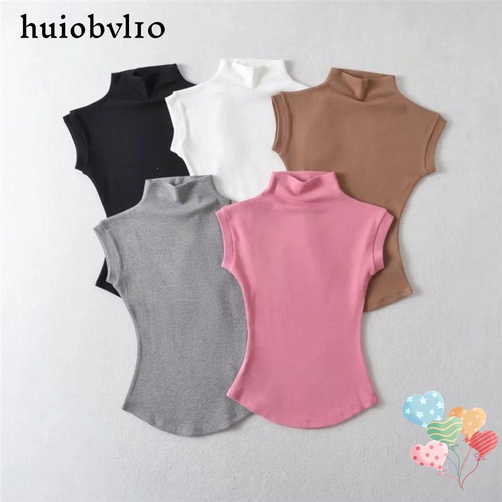 Huiobvl10 ผู้หญิงฤดูร้อนคอเต่าแขนกุด,สีทึบ Tees เสื้อเสื้อยืด,ผ้าฝ้ายหญิง Streetwear Basics Tees เสื้อผ้า Slim Fit Pullovers
