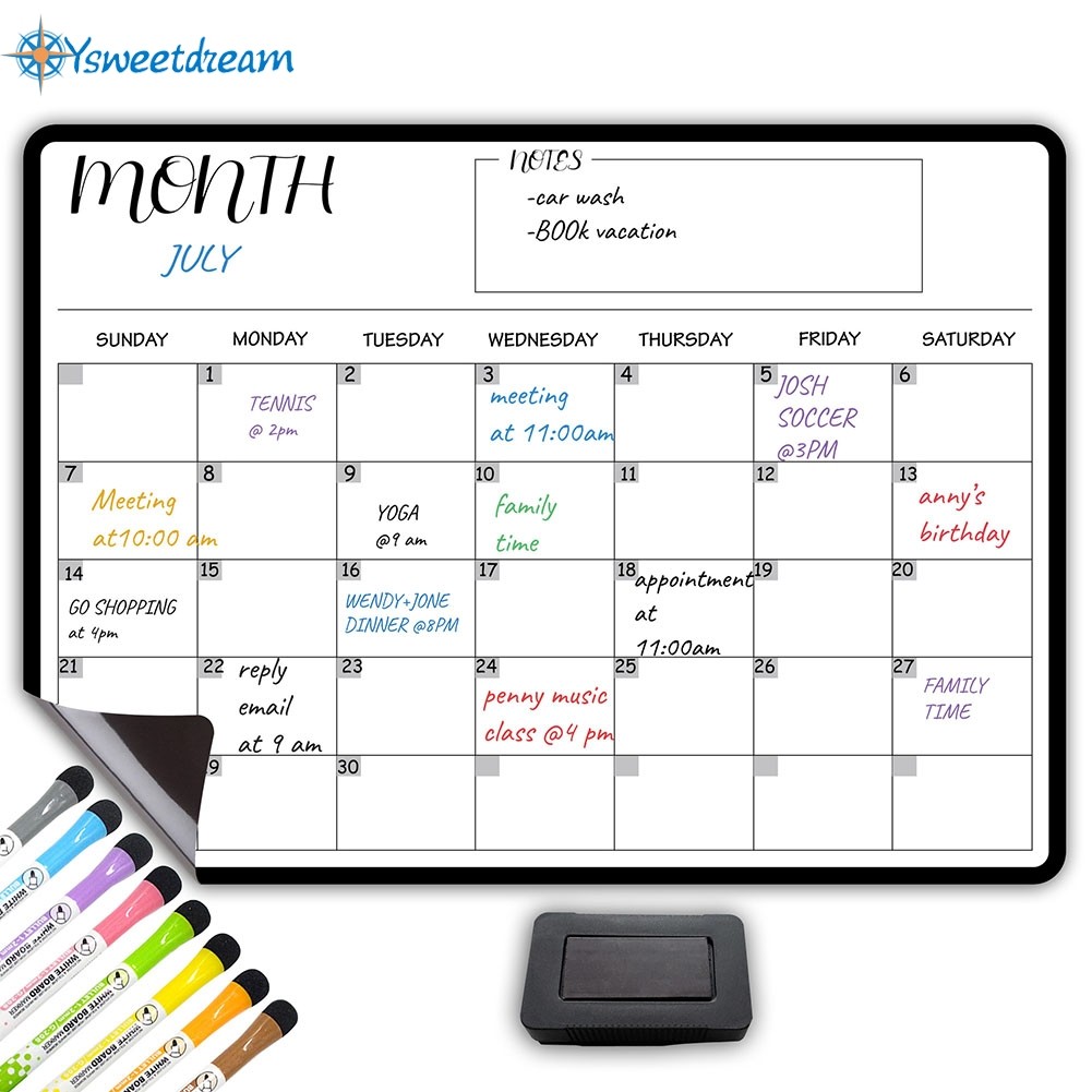 สําหรับ A3 Erasable Month Planner ปฏิทินแม่เหล็กตู้เย็นแม่เหล็กกระดานข้อความ [ysweetdream]