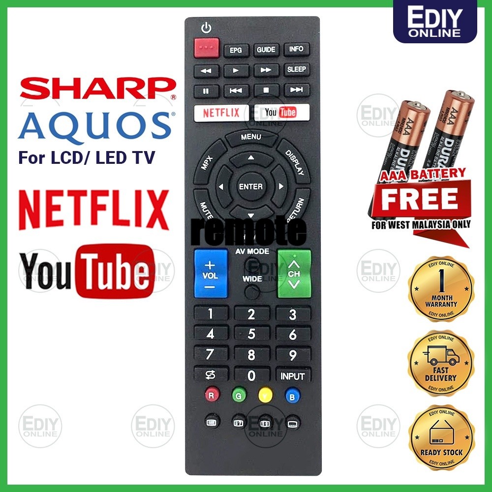 RM-L1346 L1346V Universal SHARP SMART TV Remote NETFLIX LED LCD GB225WJSA GA976WJSA GB217WJN1 GABIWJ