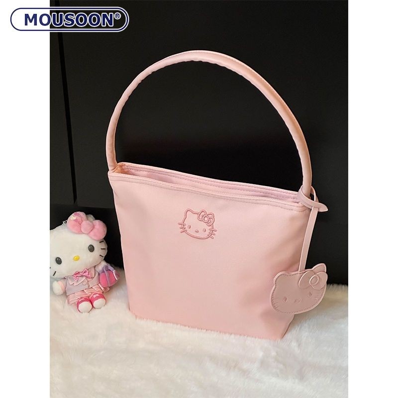 Mousoon New Kitty All-Matching ปักกระเป๋าถือใต้วงแขนเรียบง่าย