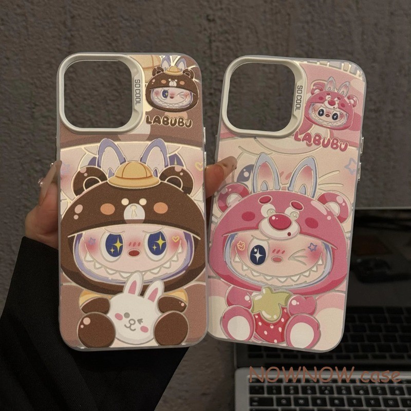 Iphone 16 15 14 13 12 11 Pro Max X XR XS Max 7 8 Plus INS น่ารักการ์ตูนคู่ Labubu เคสโทรศัพท์ปกอ่อน