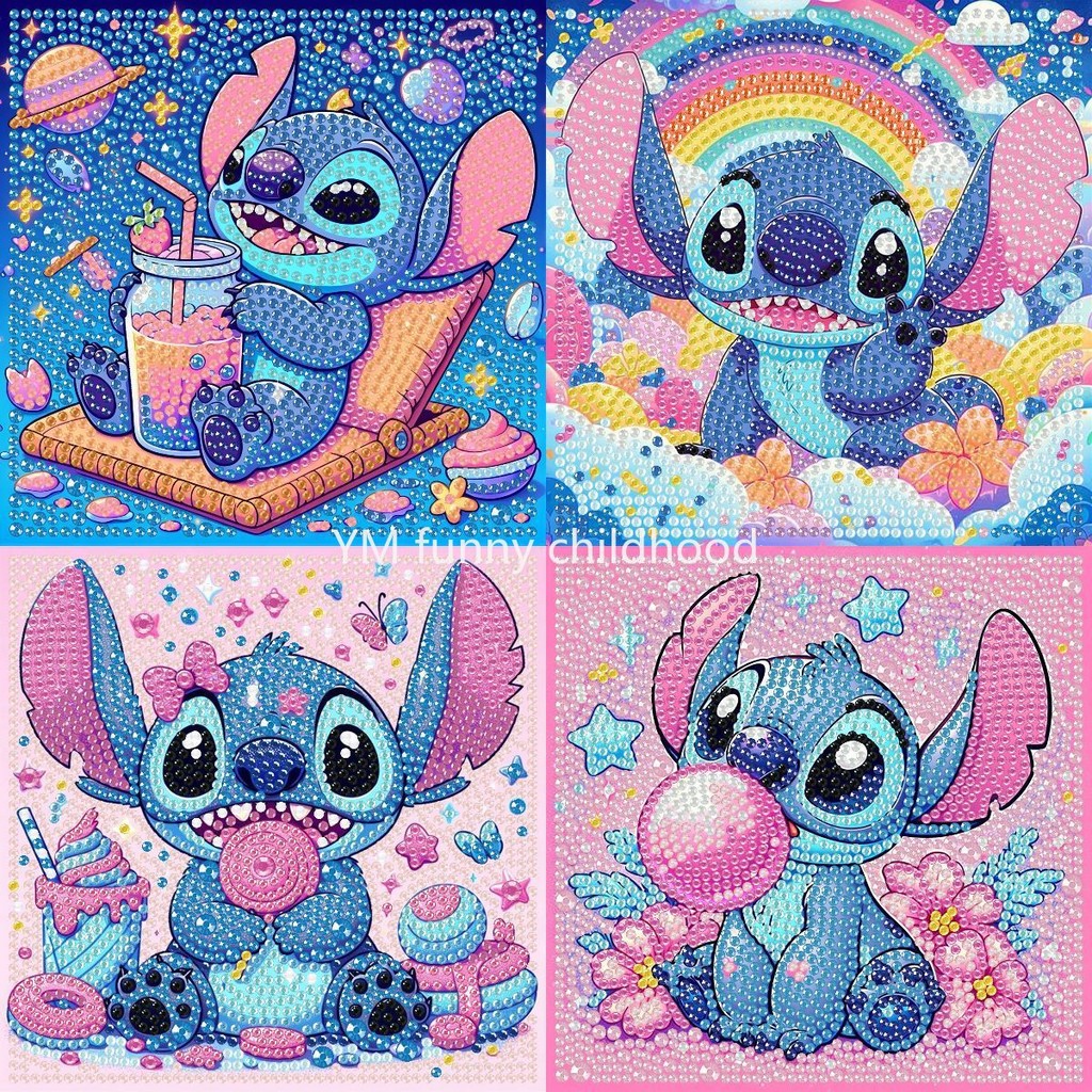 18x18 ใหม่ Stitch เพชรภาพวาด DIY เพชรภาพวาดการ์ตูนเพชรสติกเกอร์ภาพวาดตกแต่ง DIY ของขวัญ 钻