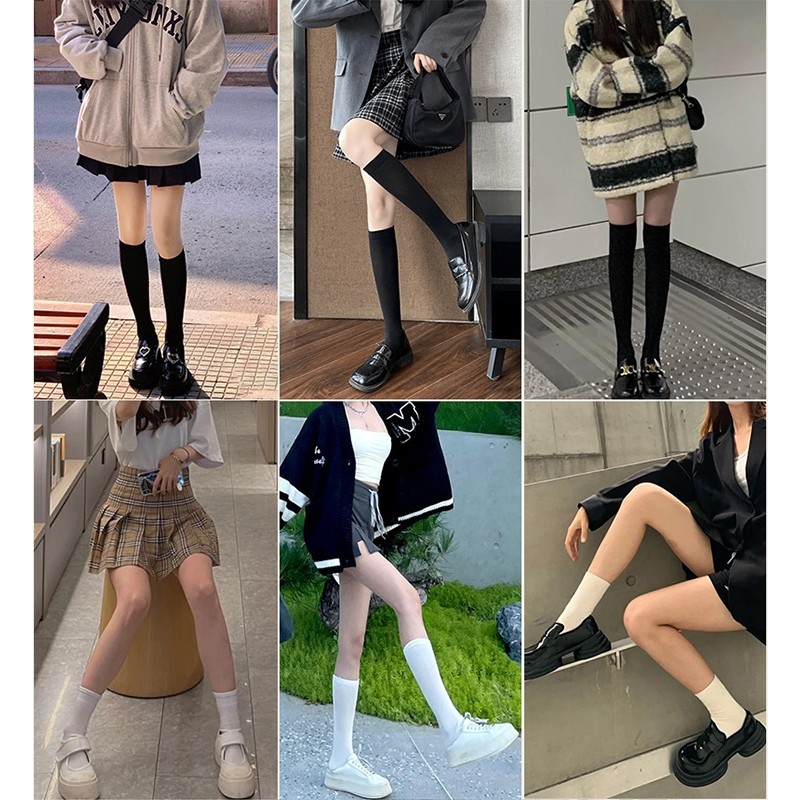 ถุงเท้ายาวถึงเข่าผู้หญิงเกาหลี สไตล์ JK ผ้าฝ้ายใส่สบาย รูปที่ 8