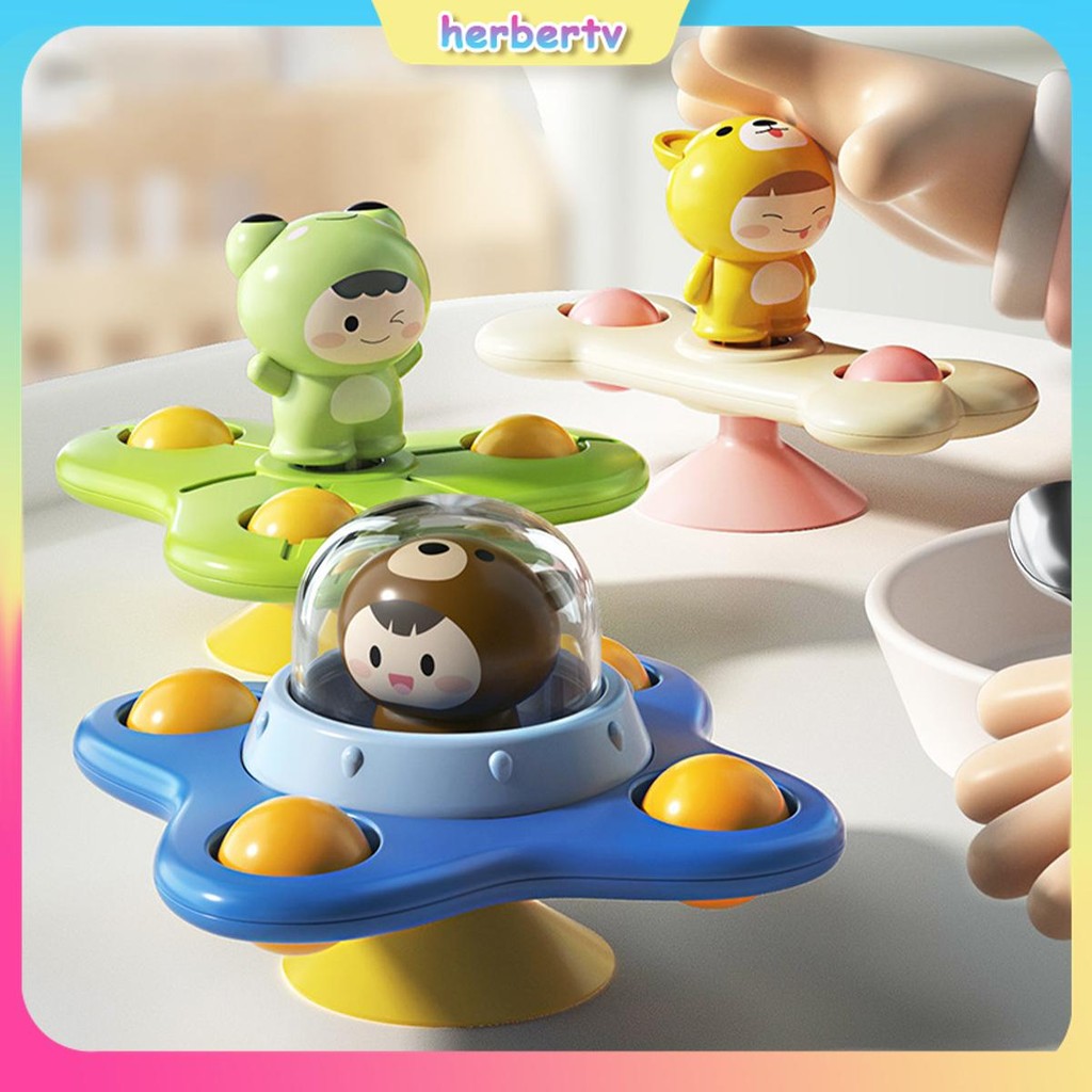 ดูดถ้วย Spinner ของเล่นเด็ก Spinner ของเล่นดูดถ้วยนํากลับมาใช้ใหม่อาบน้ําเด็กหมุนของเล่น SHOPSBC6022