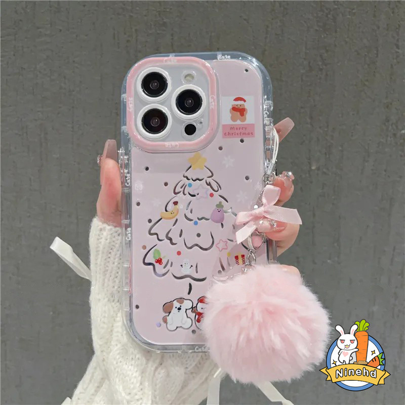Christmas Tree ปลอก + โซ่สําหรับ Samsung A05 A05s A10S A12 A13 A14 A15 A34 A35 A51 A54 A24 A25 A32 A55 S23 S24 Ultra S23FE เคสโทรศัพท์ Ins นุ่มปกหลังกรณี