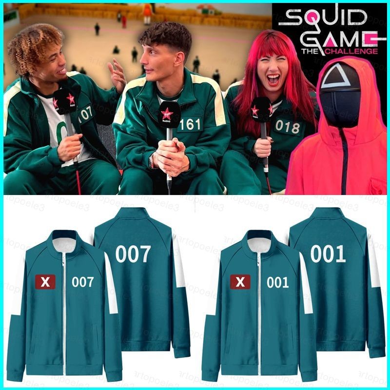 Ellen Squid Game Season 2 เบอร์ 001 007 388 แสดงซิป เสื้อกันหนาว เสื้อแจ็คเก็ต Unisex Top