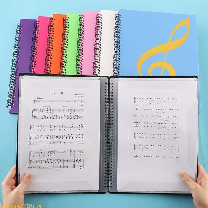 Sun A4 แฟ้มโฟลเดอร์กันน้ํา Spiral-bound Sheet Music Binder 10x13Inches 20 แขน