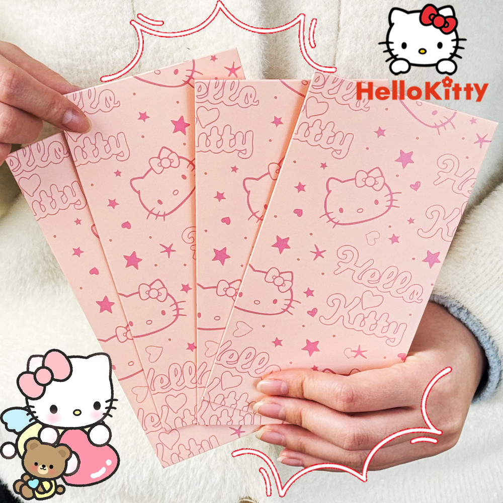 5 ชิ้น/เซ็ตน่ารักการ์ตูน Sanrio Hello Kitty ตรุษจีน Bronzing ซองจดหมายสีแดงเทศกาลฤดูใบไม้ผลิเงินแพ็คเก็ตแบบดั้งเดิม Hongbao CNY ของขวัญ