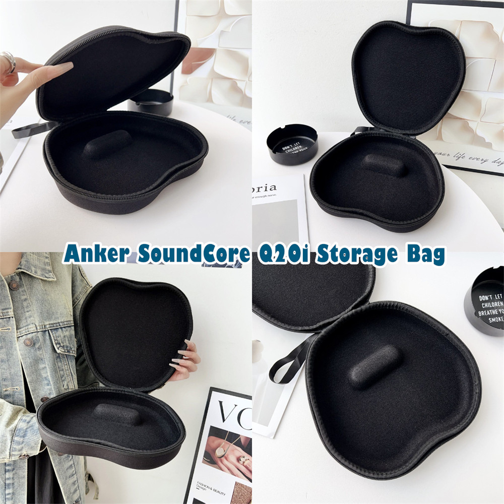 สต็อกพร้อม!สําหรับ Anker SoundCore Q20i หูฟังเคสแข็งอินเทรนด์ชุดหูฟังสีดําแผ่นรองหูฟัง EVA ปลอกกล่อง
