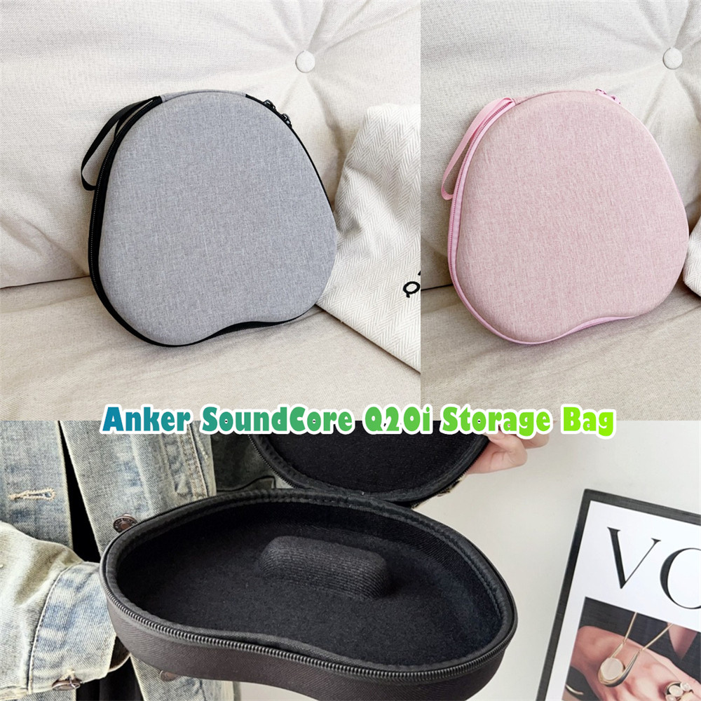 Case Homefor Anker SoundCore Q20i เคสหูฟังนวัตกรรมสีชมพูชุดหูฟัง Earpads กระเป๋าเก็บ EVA ปลอกกล่อง