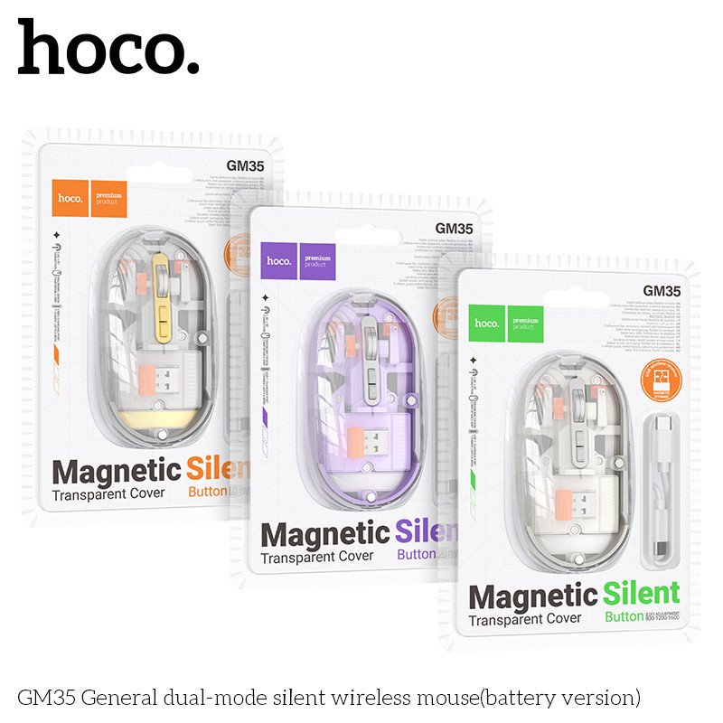 HOCO GM35 2in1 เมาส์ไร้สาย เสียงเงียบ รองรับ Bluetooth 5.2 & Wireless 2.4G ปุ่มกด 5 ปุ่ม DPI 3 ระดับ เมาส์บลูทูธ hc6