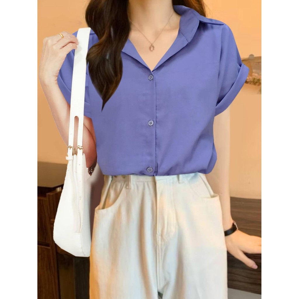เสื้อเชิ้ตผู้หญิงแขนเบิ้ล ผ้าไหมอิตาลี ใส่สบายไม่ร้อน ทรงสวย รุ่นยอดฮิต
