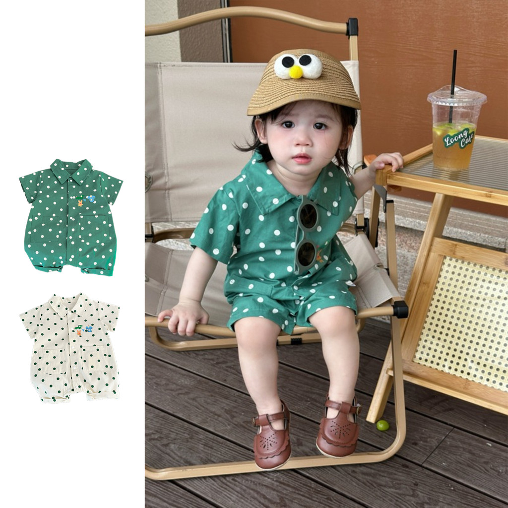 ฤดูร้อนใหม่เสื้อผ้าเด็กเด็กผู้หญิงเด็กแขนสั้น Onesie 0-24 เดือนเด็ก Polka Dot หล่อ Romper สไตล์เกาหลี Outing เสื้อผ้า