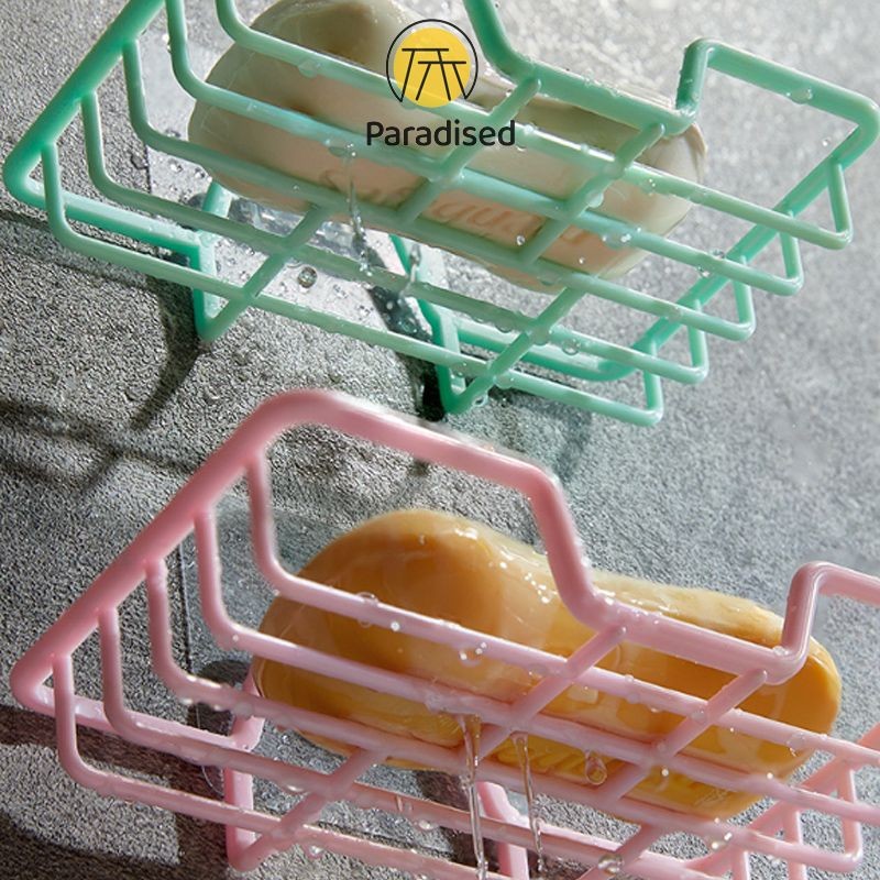 💕กล่องสบู่ติดผนังแบบไม่ต้องเจาะ ที่วางสบู่ในห้องน้ำ กล่องสบู่ระบายน้ำแบบเรียบง่ายParadised