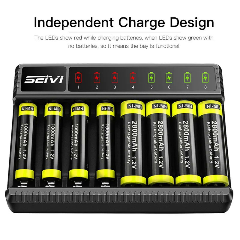 Universal Desktop 8 Slots Rechargeable Batteries Smart  Charger LED Display for 1.5V AA/AAA NiMH Rec