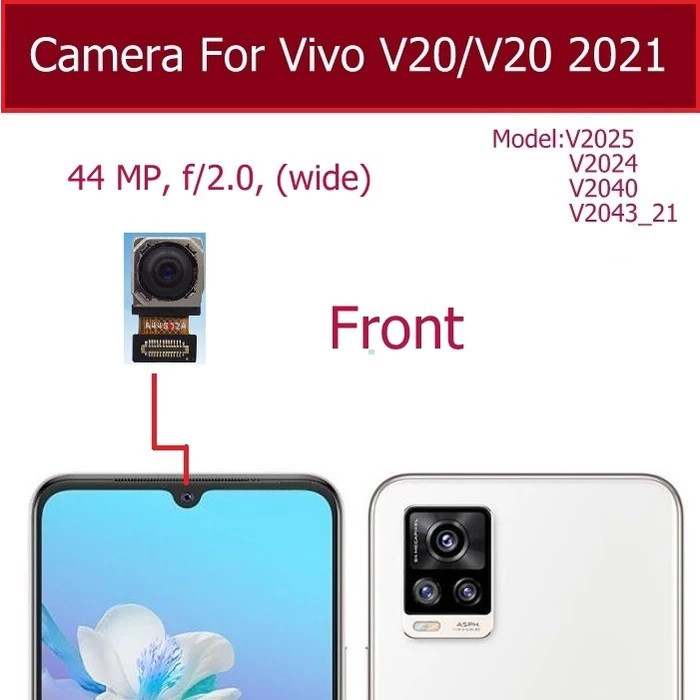 สําหรับ VIVO V20 SE โมดูลกล้องด้านหน้าเปลี่ยนริบบิ้น