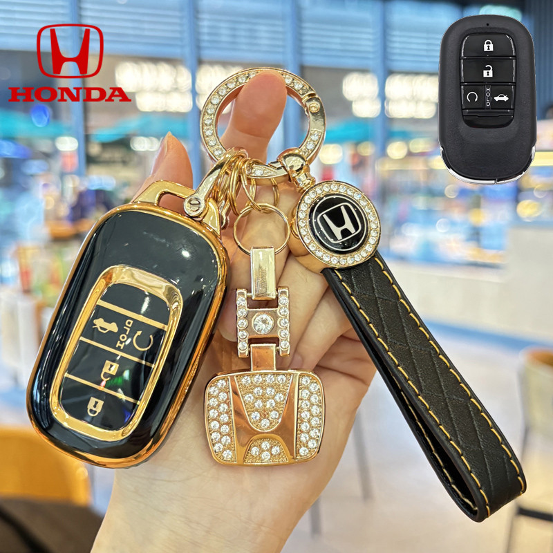 ฝาครอบเคสกุญแจรถฮอนด้า เหมาะสําหรับ Honda City/Crv/Hrv/Civic/Accord TPU ฝาครอบพวงกุญแจรถยนต์