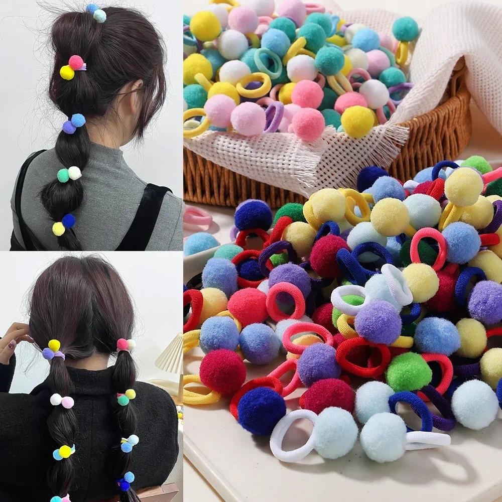 20ชิ้นเด็กวงผมยืดหยุ่นสาวตุ๊กตาบอลยางรัดสําหรับเด็กขนม ยางรัดผม ผมผูกคลิปอุปกรณ์เด็ก