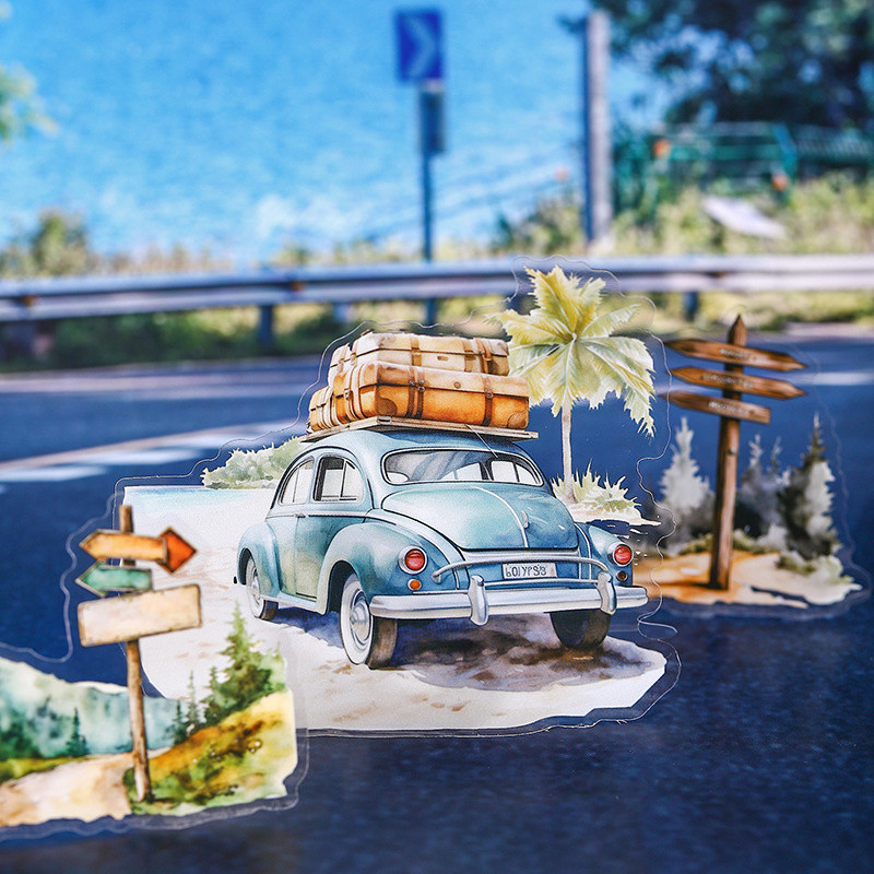 Mr.paper 30ชิ้น/แพ็คกันน้ำสัตว์เลี้ยงสติ๊กเกอร์กระเป๋า motorhome ถนนจุดชมวิวมือเต็นท์สติ๊กเกอร์สร้าง