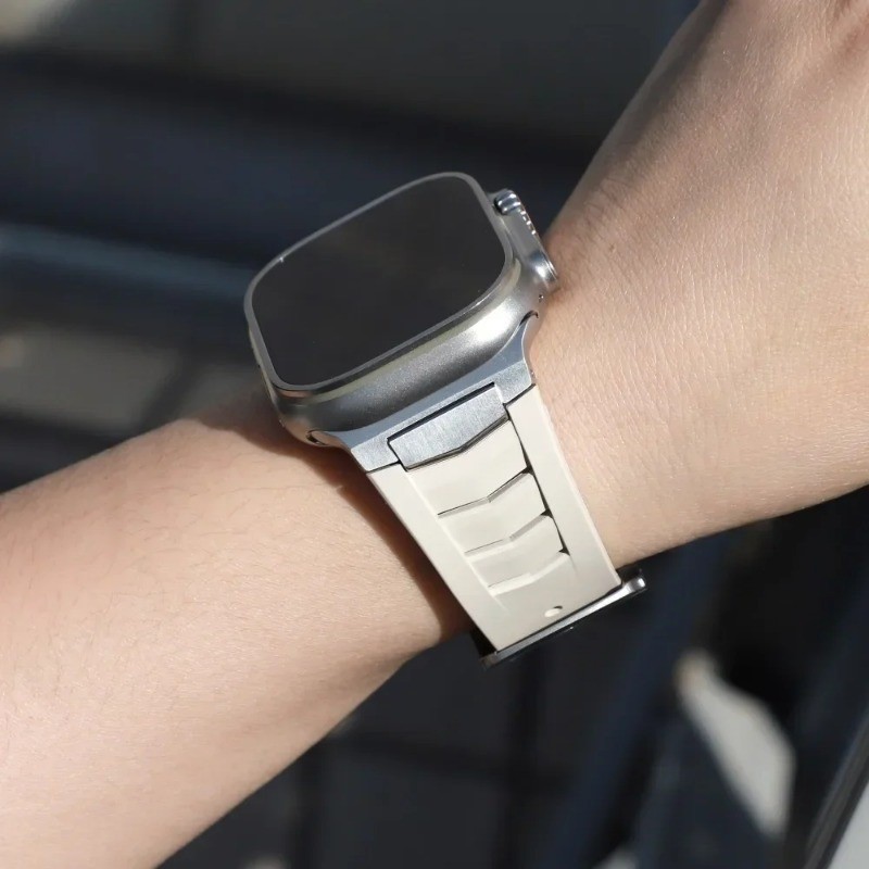 ผู้ชาย ฟลูออโร ยางนาฬิกาสร้อยข้อมือสําหรับ ฉันดู 10 9 8 7 46 มม.45 พิเศษ 49 มม.สายคล้องคอโลหะสําหรับ