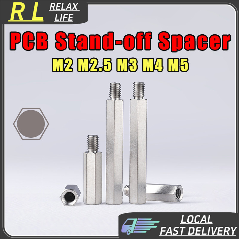 [RL] PCB Stand-off spacer การเชื่อมต่อคอลัมน์แยกเสา PIN 304สแตนเลสหัวเดียว HEX NUT สกรู M2 M2.5 M3 M4 M5