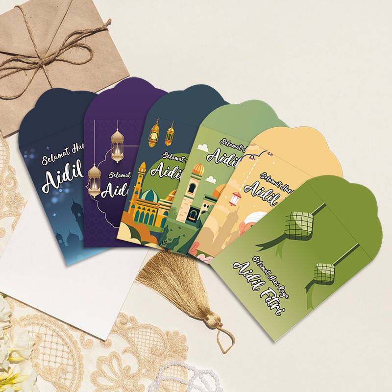 30 ชิ้น Sampul Duit Raya Hari Raya Duit Raya Packet 2025 Ramadan Eid Mubarak Green Envelops