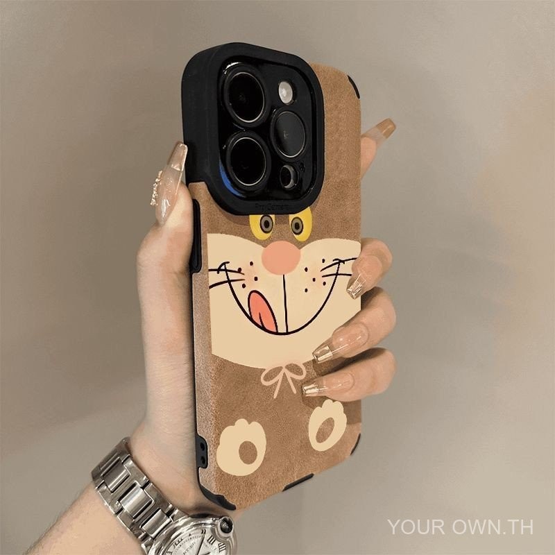 เคสมือถือหนังกลับสำหรับ iphone16/15PROMAX สำหรับแมวลูซิเฟอร์14/13/12เซ็ตกันกระแทก o2bj