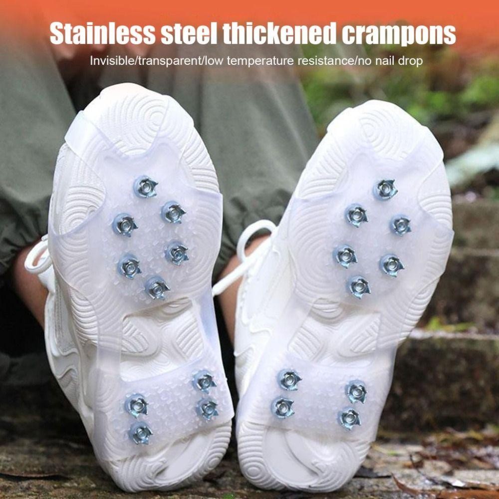 Roadstairs 1 คู่รองเท้า, 10 ฟันลื่น Ice Grippers, ทนทานสวมใส่รองเท้าหิมะน้ําแข็ง Spikes สําหรับหิมะเดินปีนเขารองเท้า - รูปที่ 3