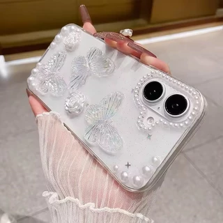 3Dผีเสื้อGlitterสําหรับiPhone 17 Pro Max17 Air16 14 15 Plus 13 12 11 Pro Max X XR XS Max 7 8 Plus X Xs 2020 กันกระแทกเงาGlitterกรณี