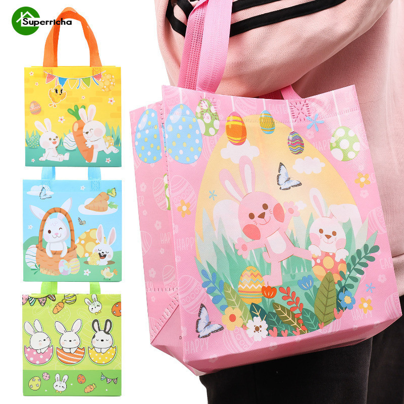 Candy, Snacks Packaging Pouch - Easter Non-Woven Tote Bag - Cute, Multi-Style, Durable Packet - Easter Bunny Cookies Bag - For Birthdays Easter Party - Gifts