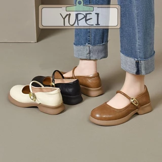 YUPEI รองเท้า Mary Jane, หนังรอบ Toe Womens Loafers รองเท้า, Casual ปากตื้น Low-heel สบายหญิงรองเท้าท่องเที่ยว