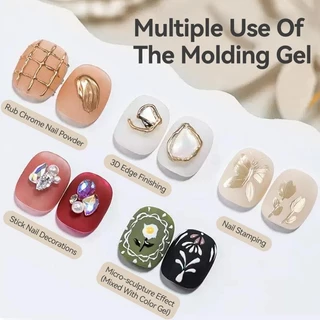 BORN PRETTY Solid Moulding เล็บเจล Soak Off เล็บ Glitter กระจกผง Chrome ฝุ่น Pigment ชุดตกแต่งเล็บ