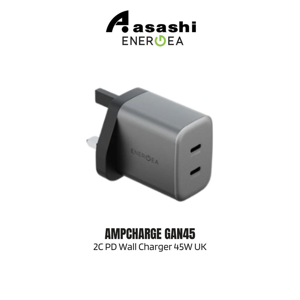 Energea AmpCharge GaN45 2C PD Wall Charger 45W UK - Gunmetal