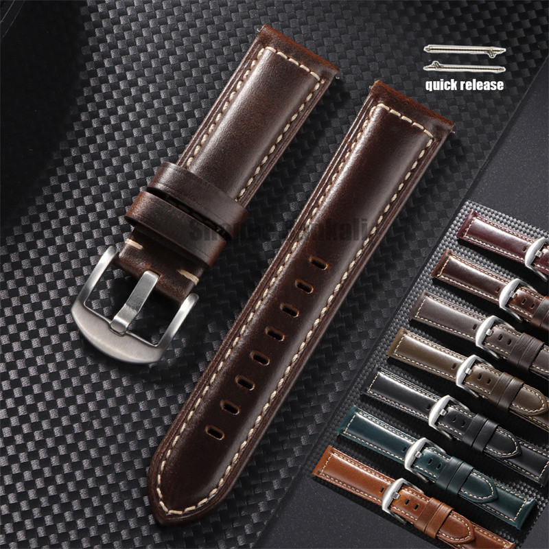 ที่มีคุณภาพสูงแฮนด์เมดสายนาฬิกาหนังแท้18มิลลิเมตร20มิลลิเมตร22มิลลิเมตร24มิลลิเมตร26มิลลิเมตรน้ํามันขี้ผึ้ง หนังวัว เข็มขัดสร้อยข้อมือผู้หญิงผู้ชายธุรกิจสาย