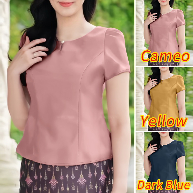 ZANZEA เสื้อเบลาส์แขนสั้นคอ O ลําลองสําหรับผู้หญิง — صورة 3