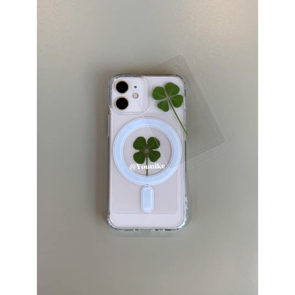 สไตล์เกาหลี ins Tears Queen Merchantings Lucky Four-leaf Clover ฤดูร้อน Niche อุปกรณ์เสริมโทรศัพท์มือถือตกแต่งดอกไม้แห้งการ์ดสด