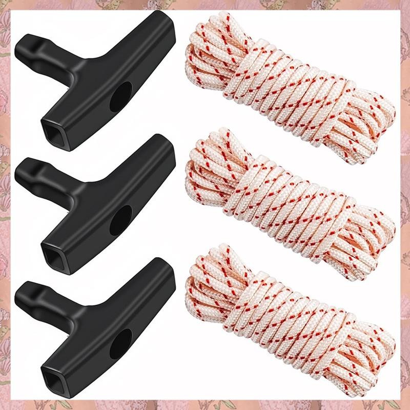 [h3w732xnj.ph] 3Pack 10 Ft X 9/64in(3.5mm) ดึงเชือกพร้อมมือจับสตาร์ท เชือกถักมีความแข็งแรงสูงสําหรับ