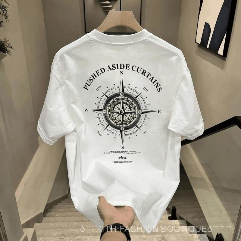 เสื้อยืดผ้าฝ้ายแท้สไตล์ใหม่ขายร้อนลําลองระดับไฮเอนด์ผู้ชายแขนสั้นอเมริกันทุกการแข่งขัน