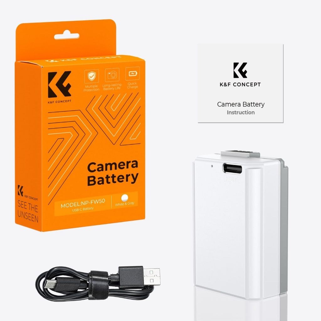 K&F Concept Sony NP-FW50 (1100mAh) Battery with Type-C ชาร์จผ่านสาย Type C ที่ตั