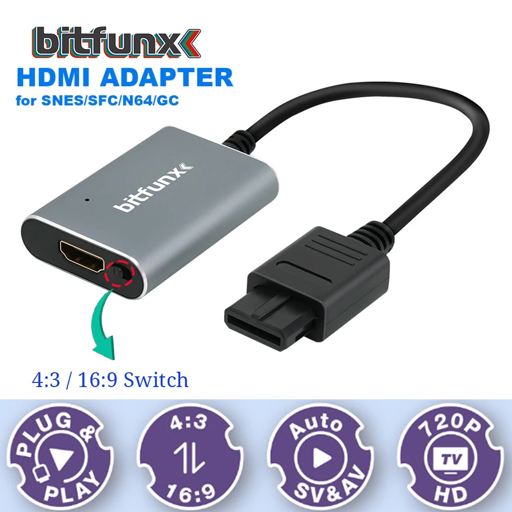 N64/SNES/SFC/NGC อะแดปเตอร์แปลง Hdmi เป็นคอนโซล Hdmi Upscaler HDTV RETRO