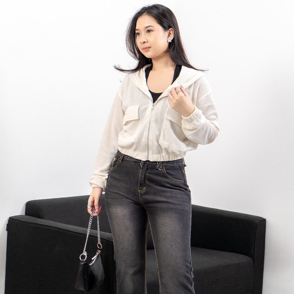 Effel Hoodie Zipper / Outer Waffle / Waffle Top - GURLBUCKET