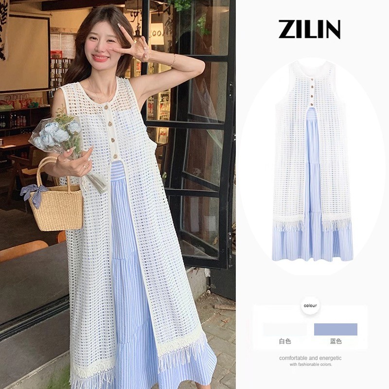 บลูซลูกไม้ยาวแบบโปร่งหวานและสดใหม่สำหรับผู้หญิง ดีไซน์ใหม่สำหรับฤดูร้อน เสื้อผ้าแนวใหม่จากกำมะหยี่ YBQG