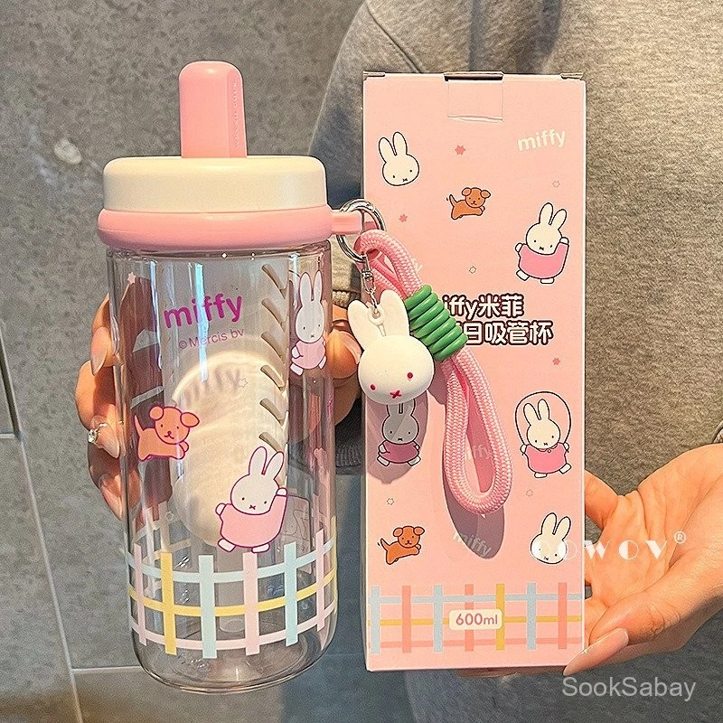 🔥แก้วน่ารัก ความจุ 600ML วัสดุTritan ลายการ์ตูนน่ารัก แก้วน้ำพลาสติกแบบมีหลอดดูด ถ้วย ของขวัญ