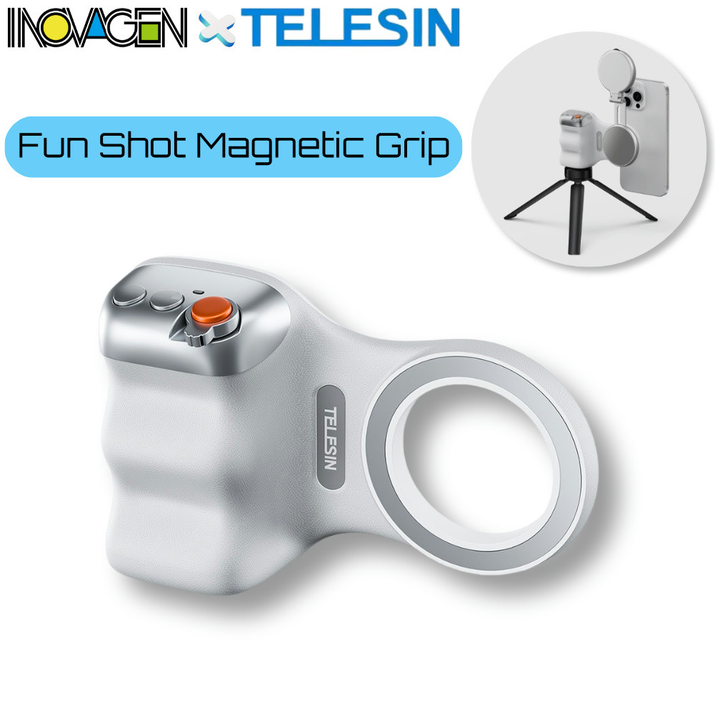 TELESIN Fun Shot กล้องโทรศัพท์แม่เหล็ก DSLR สไตล์ชัตเตอร์พร้อมปุ่มชัตเตอร์ไร้สายที่ถอดออกได้, ได้รับการรับรอง MFI, สกรู 1/4 