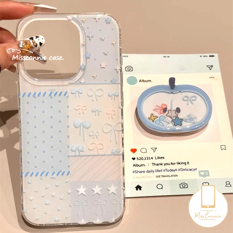 สําหรับOppo A38 A5 A3 Pro A15 A3s A7 A18 A5s A57 A17K A53 A77 A16 A79 A9 A17 A60 A3X A12 A5 A74 A74 A54 A76 A78 A16 A16 A16 A78 A16 A16 A36 A36 A16 A53 A57 Spliced Blue Bow A58 A16 A16 A16 A78 A16 A16 A16 เคส IMD