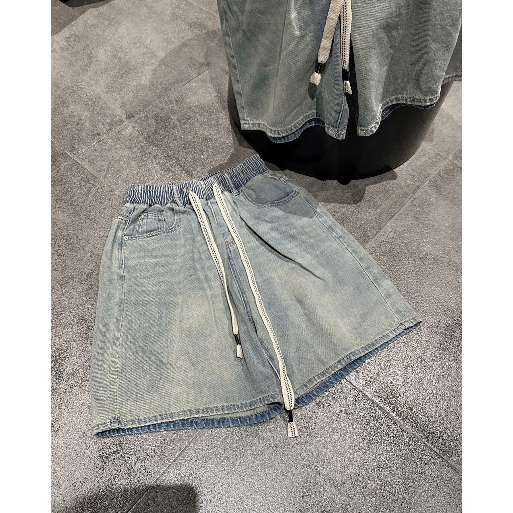 Gigi Closet QCCC QCL1 QS0440 1059 กางเกงยีนส์ยีนส์เบสิคเอวยางยืดและสายรัดสีขาวล้วน